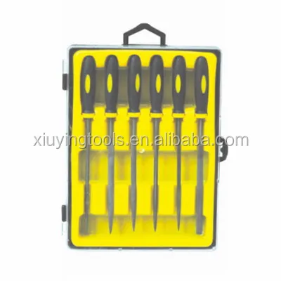 
TPR ABS handle 5pcs Steel File Set Included Flat Round Triangle Square Half Round Steel File Diamond Needle Mini File set 