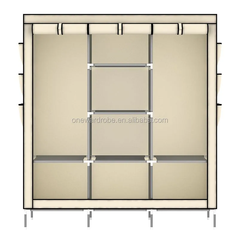 Huge size with side pockets non-woven fabric portable folding wardrobe