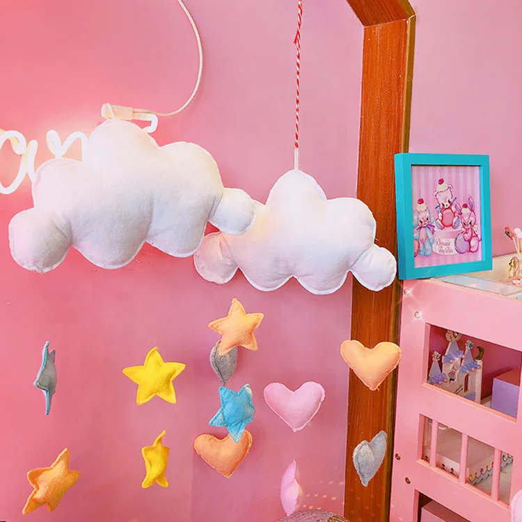 DIY felt hanging crib decoration with rocket and spaceman shape