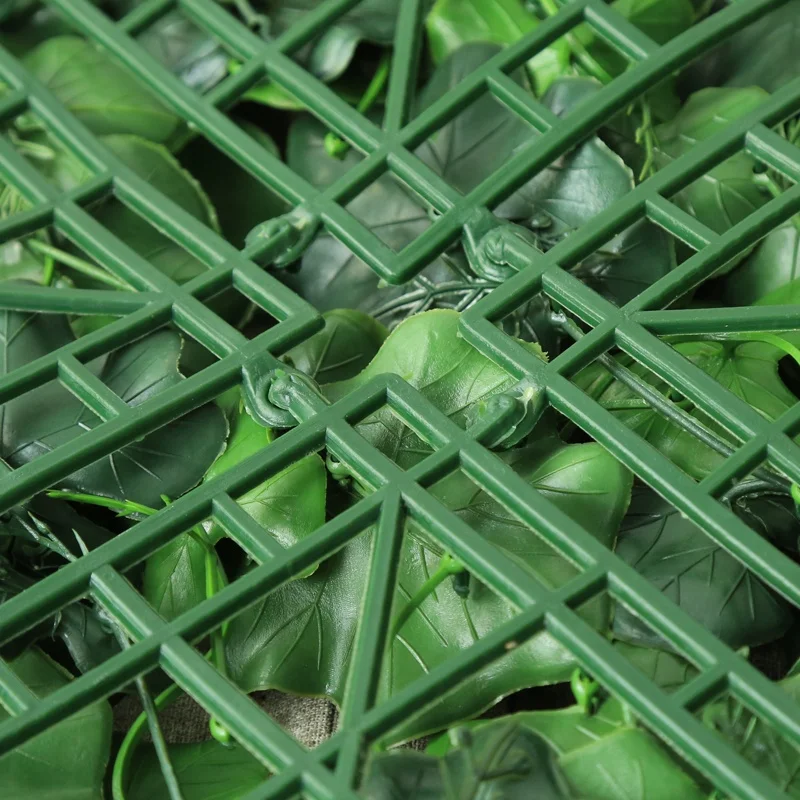 Promotional 50X50cm vertical plastic artificial plant green wall balcony grass leaves mat manufacturer