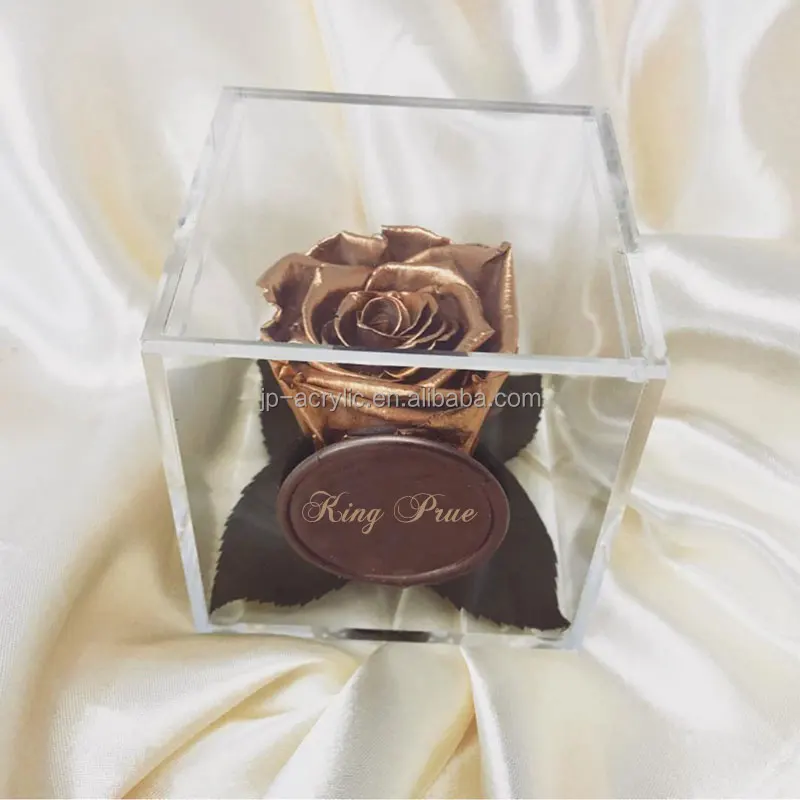 
New Arrival Small Plexiglass Acrylic Cube Flower Box with Lid 