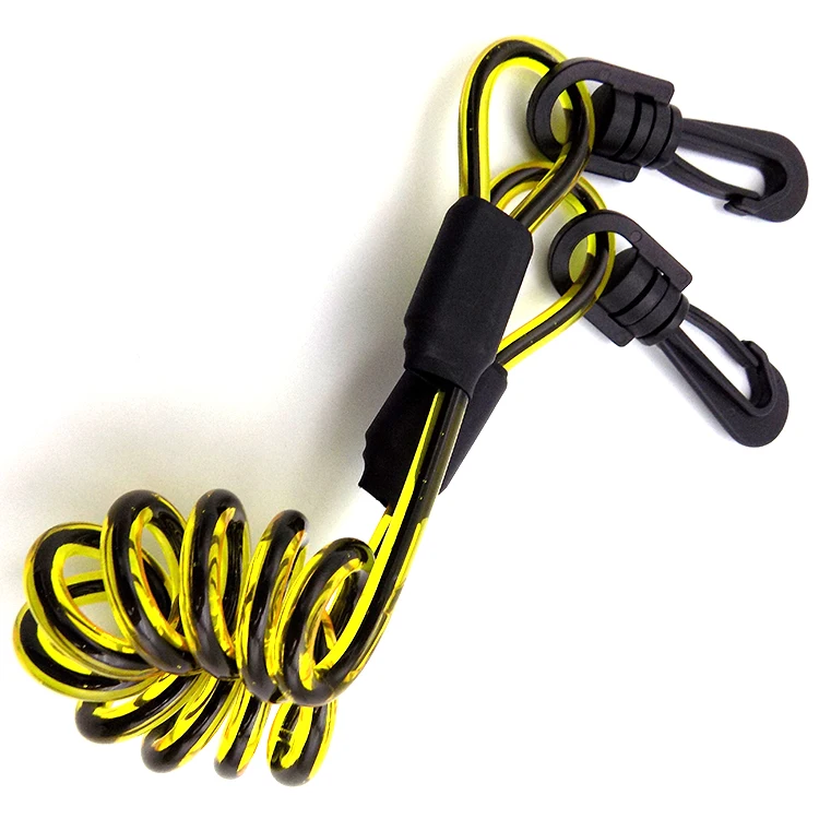 Safety Coiled Spring Tool Lanyard Wire With Plastic Snap Hooks