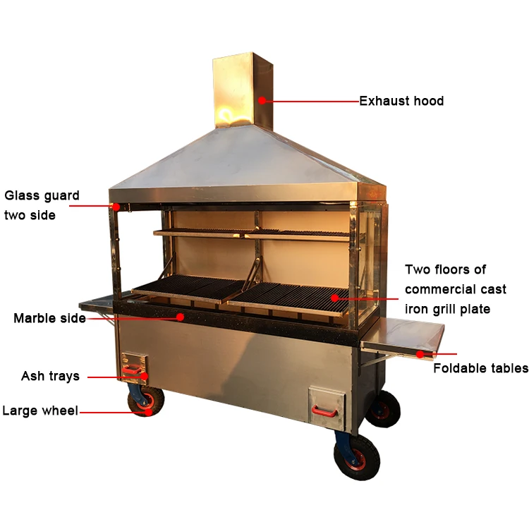 Stainless steal chicken roasting bbq machine charcoal rotisserie commercial