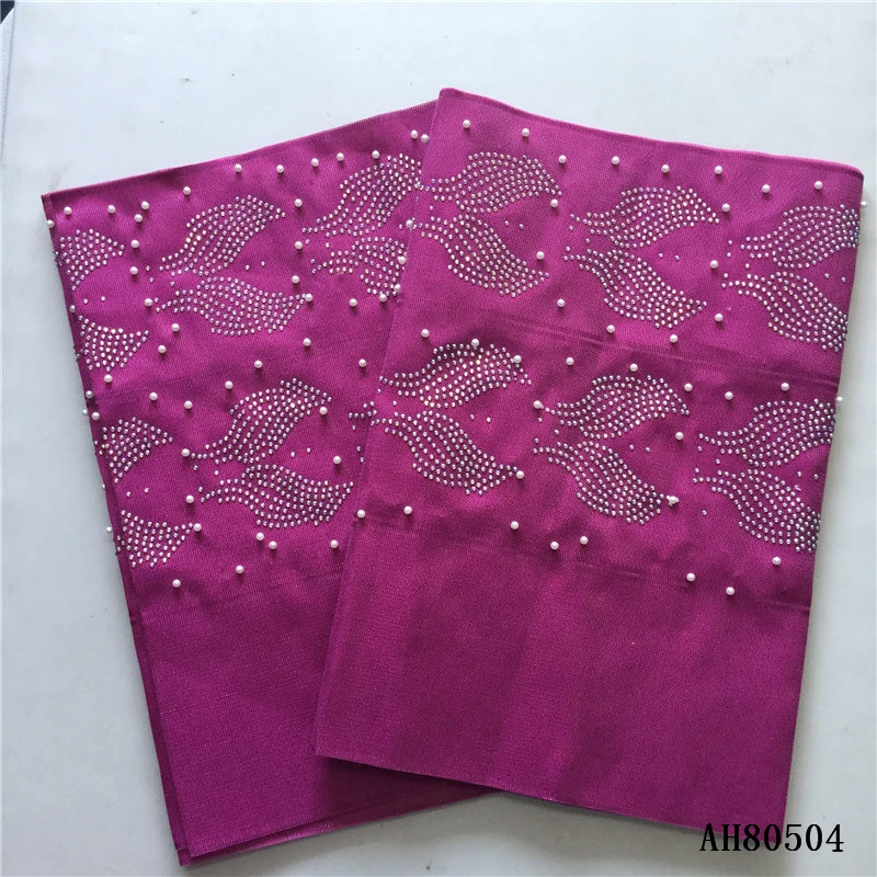 AH80504Best selling fashion nigerian aso oke headtie with beads and stones elegant peach aso oke warp