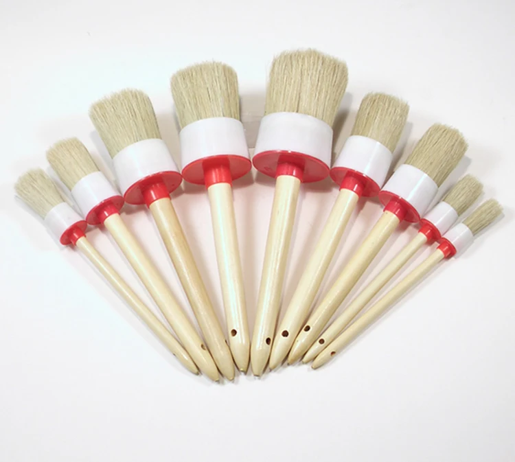 Домашняя декоративная краска с круглой головкой деревянная ручка натуральная щетина свиньи меловая восковая