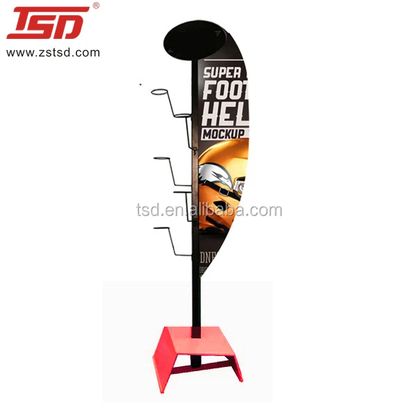 Metal Floor Standing Retail Pos Displays Rack for Motorcycle Helmet