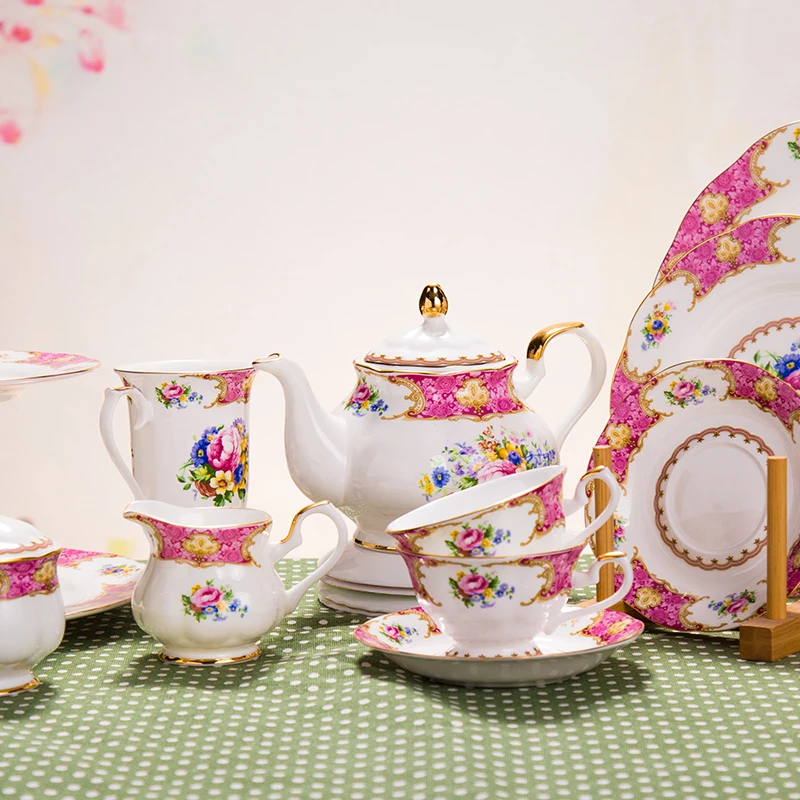 British Style Girls Like Vintage Fine Bone China Gold Rim Ceramic Tea Pot