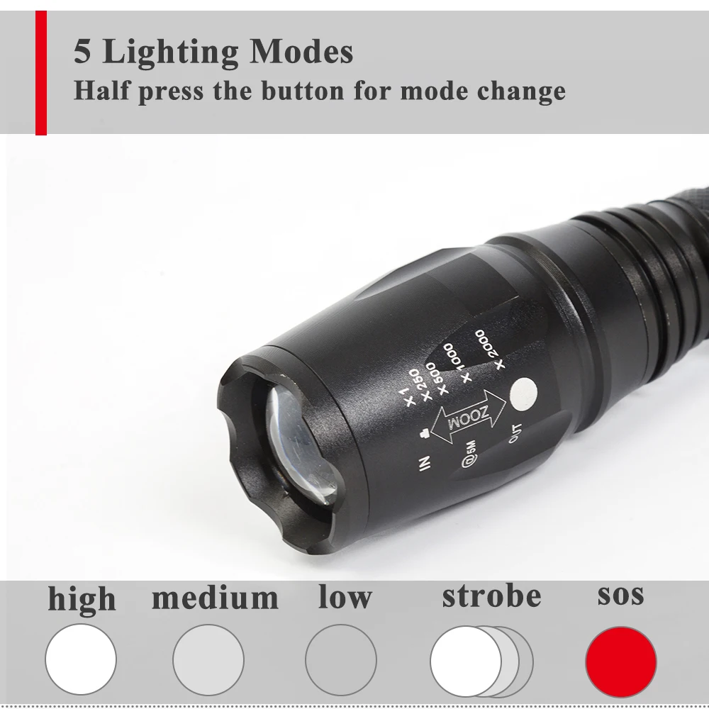 High power 10 W T6 lanterna mega light 18650 rechargeable lanterna tatica for hunting