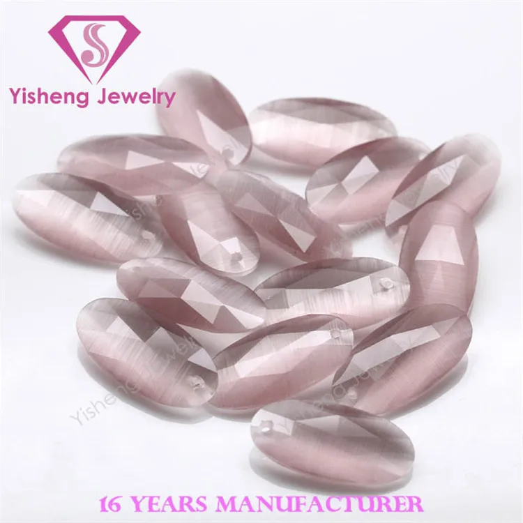 Top Hole Drilling Pear Shape Rose Cut Synthetic Cat Eye Gem Stone