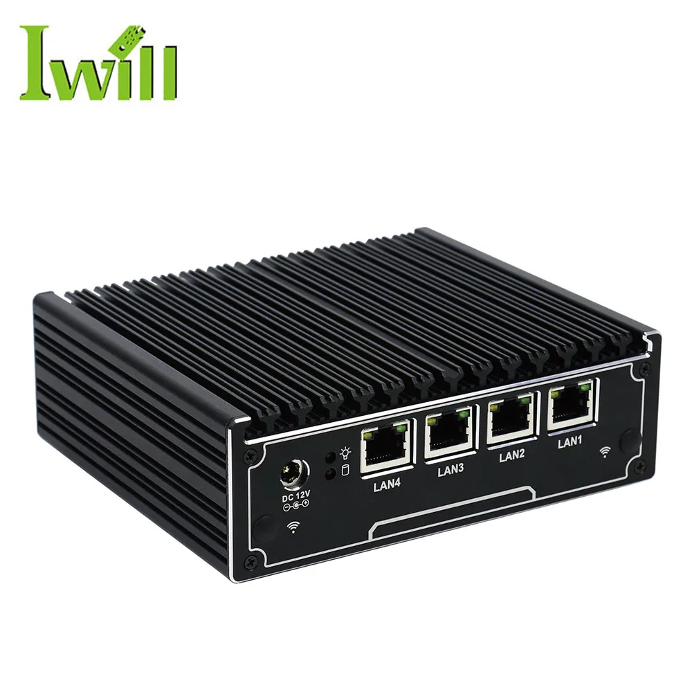 Fanless pc J1900 Quad Core Mini VPN Router 4 lan Fanless Linux Server Support 2.5 Inch Hard Disk