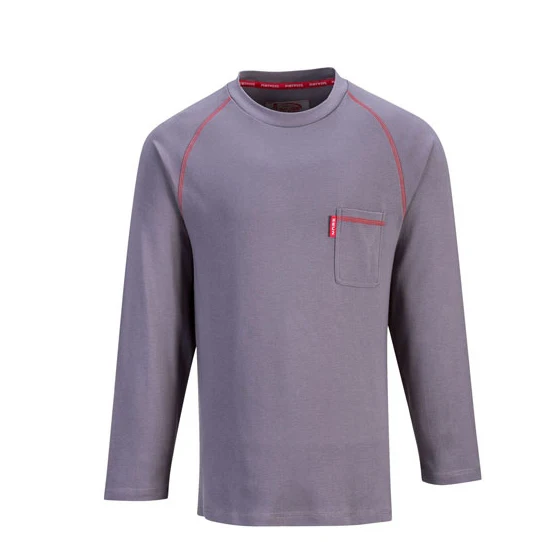 Wholesale Cotton Flame Resistant Long Sleeve FR Work safety jersey tee Shirt