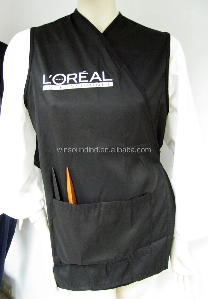 Салонная куртка L'Oreal из черного полиэстера жилет для парикмахеров