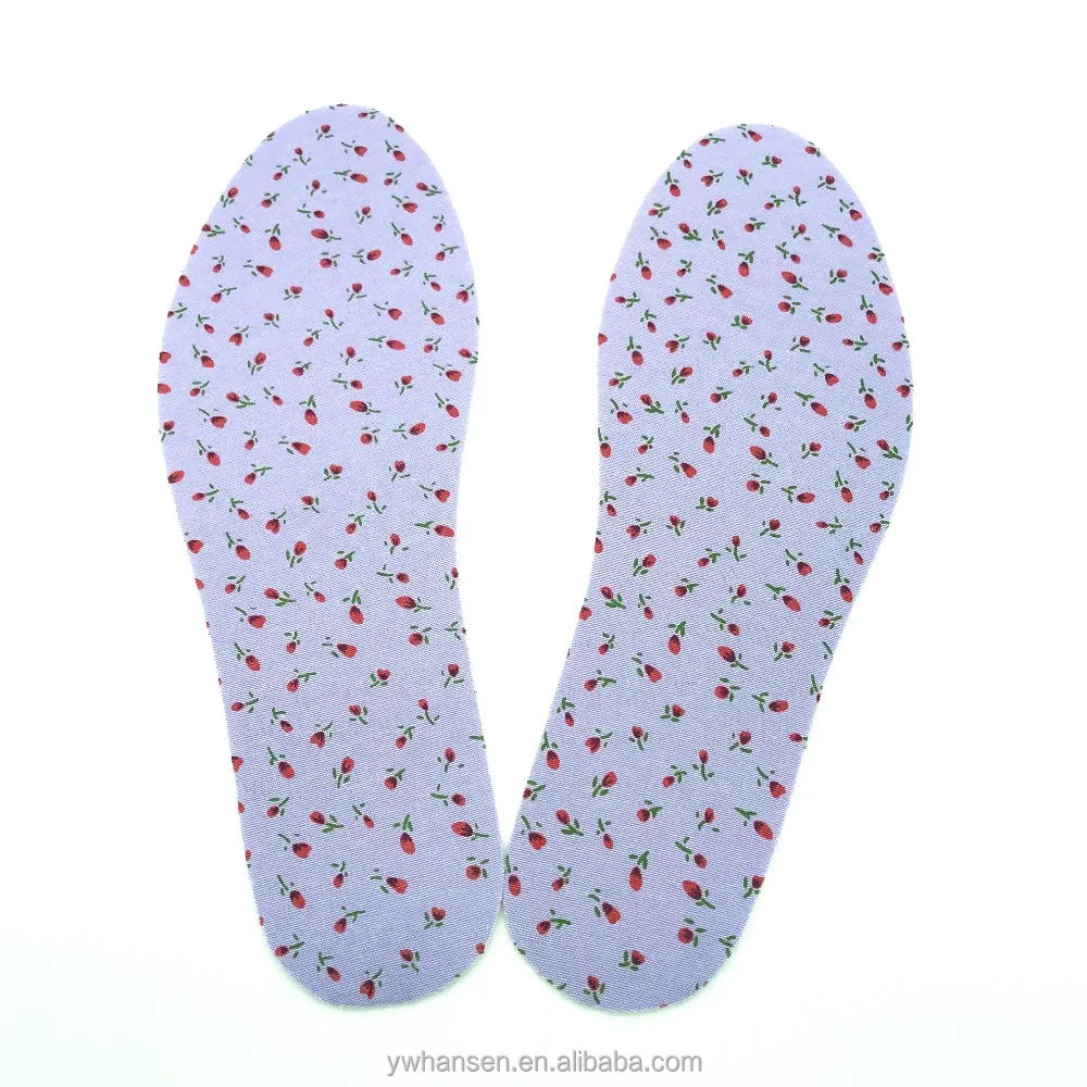 HS-Wholesale ultra soft & comfortable fits all unisex printing floral cotton & latex shoe insole