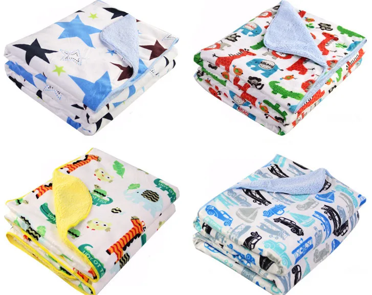 Amazon Best Selling Soft and Comfortable Cute Cartoon Print Flannel Baby Blanket