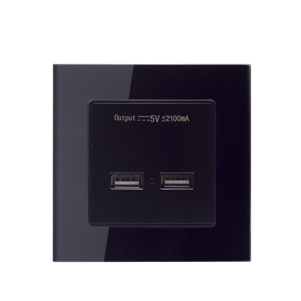 Smartdust Glass Panel 5V 2.1A Furniture Multi Wall Mount 2 USB Power Port Charge Socket