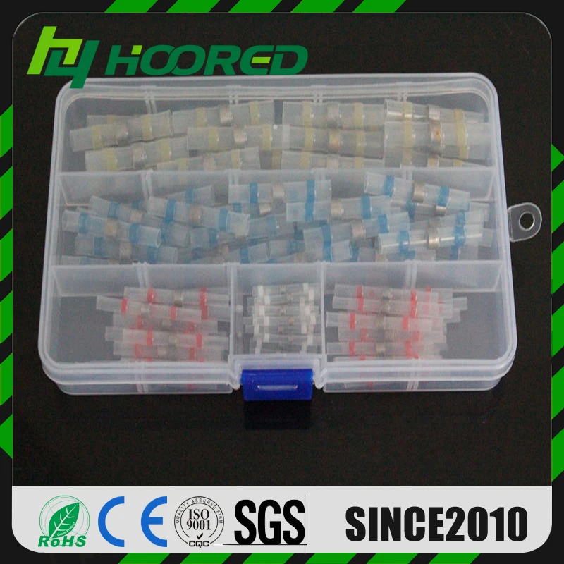 Hoored Electrical insulated Solder Kits 120Pcs/Box heat shrink butt 12 wire connectors waterproof heat shrinkable solder sleeve