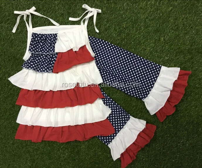 
Latest baby frock designs fancy fourth of july girls outfits cotton boutique wholesale kids clothes girls dress ruffle sets 
