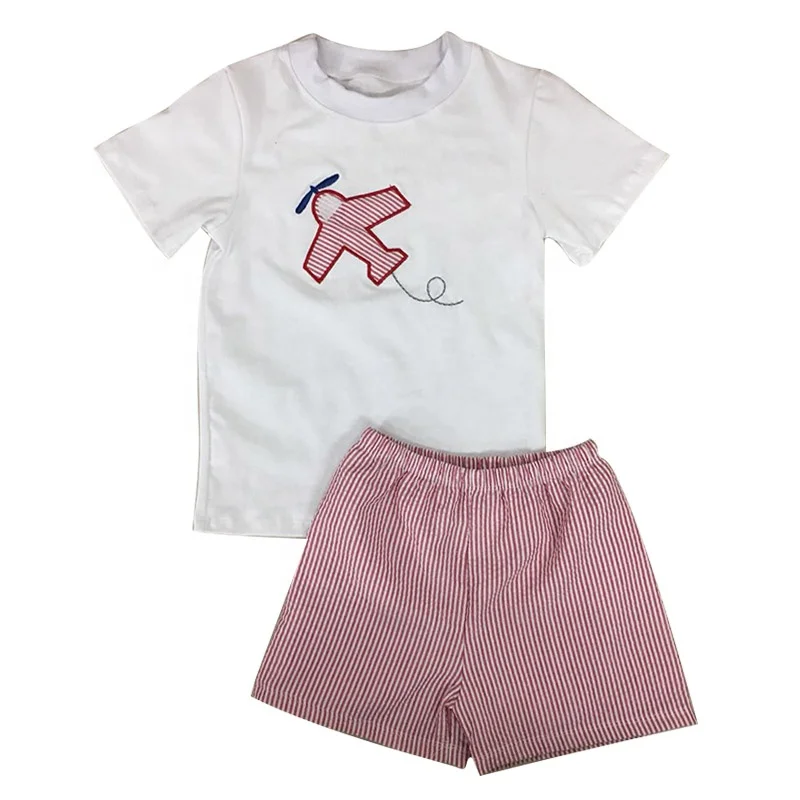 
Casual holiday beach wear children summer boutique clothes family clothing sets crab applique baby boy clothes sets 