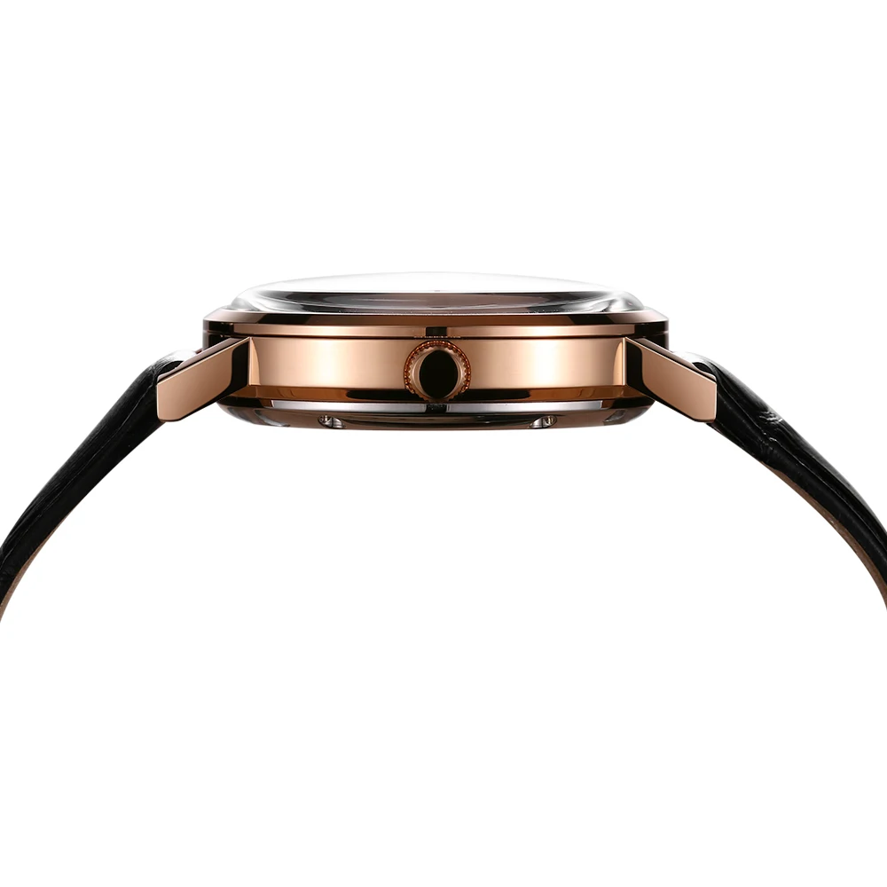 super domed sapphire glass automatic watch stainless steel case ETA automatic movement genuine leather strap