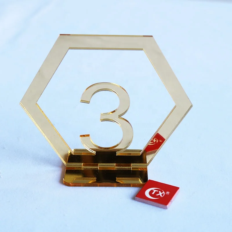 
TX Personalized Table Numbers 1-30 Acrylic Table Numbers with Holder Hexagon Shape Perfect for Wedding Reception and Decoration 