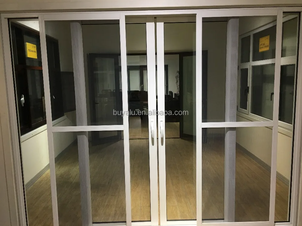 Aluminum Sliding Door 3Track Rail with Screen and Grating Grilling Rack Rotor handle lock