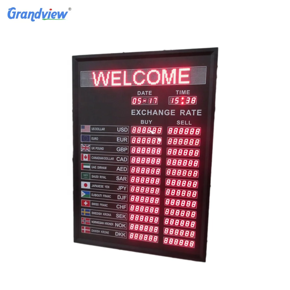 2021 new design exchange rate board bank electronic exchange rate board display with currency symbol