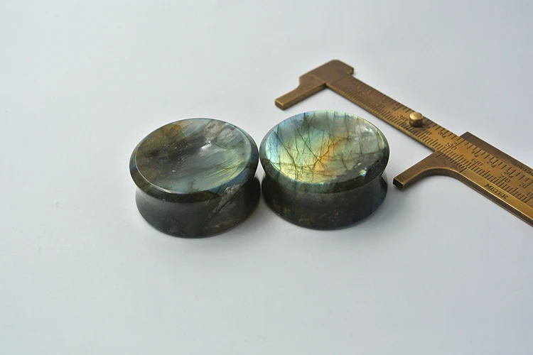 Labradorite Stone Ear Plugs Gem Wholesale Gemstones 35mm 2mm flare 16mm thickness Concave