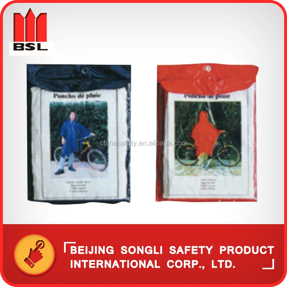 SLF-9048 PVC rainy day riding camp hiking fishing poncho rain coat cape wear clothing with cap hat
