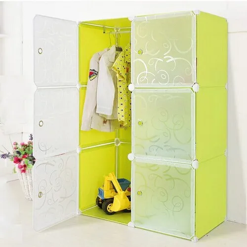 Interlocking Diy Plastic Storage Cupboard Hanging Clothes Wardrobe Toy Organiser