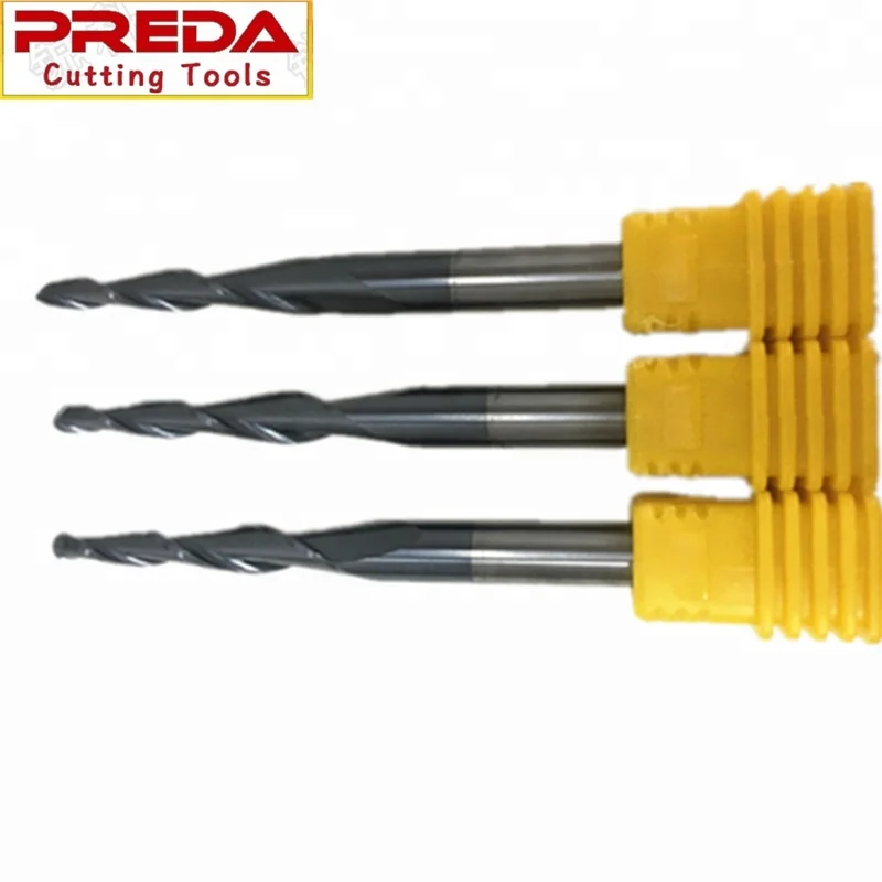 Tungsten Cutting Tools TiAlN Coating 2 Flutes Solid Carbide Taper Ball Nose End Mill for Wood