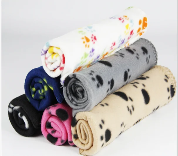 Cute Dog Bed Paw Print Soft Warm Fleece Pet Blanket Cat Mat Puppy Bed Sofa Pets Towel 60*70cm