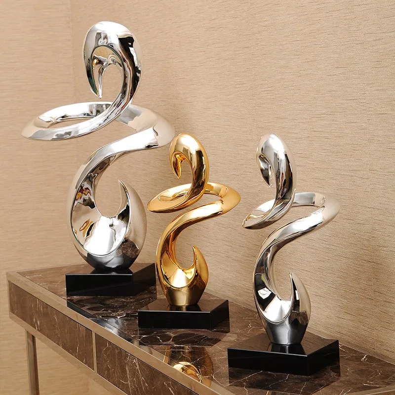 Business gift for partner modern art decorating polyresin abstract sculpture