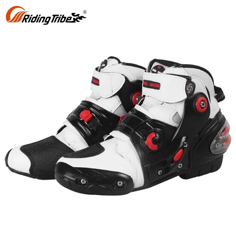 Водонепроницаемый Прохладный Мужская кожа Мотокросс Мотоцикл Велосипед езда Гонки обувь
