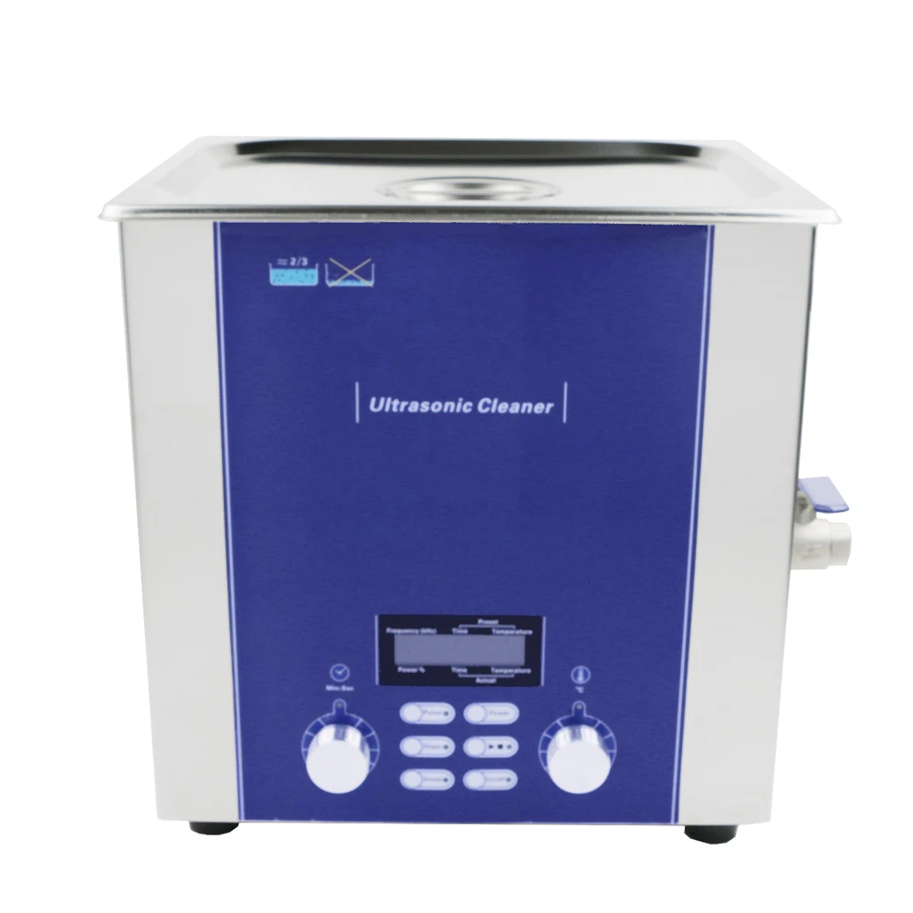 13 L Stainless steel heated degas pulse ultrasonic cleaner with LCD display for lab or denture equipment
