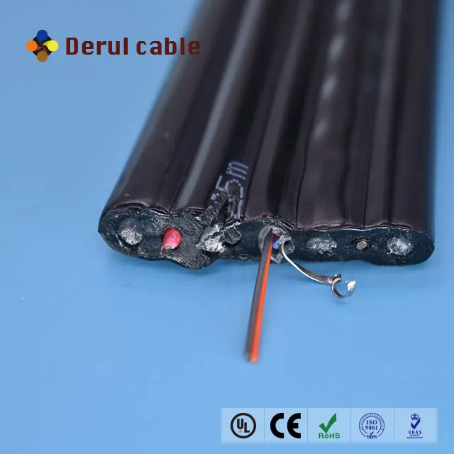 Elevator CCTV cable flat traveling cable with fiber optical for overhead cranes conveyors lift parts
