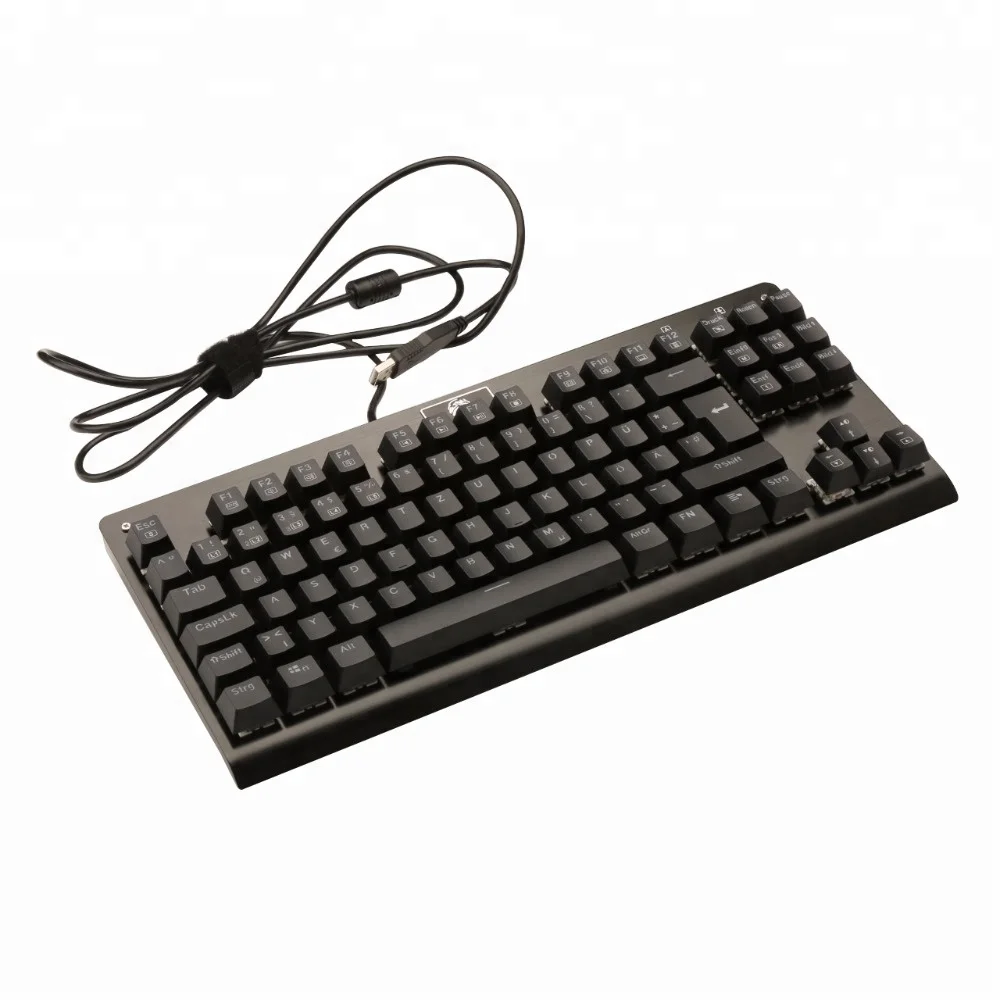 German Layout Wired Mechanical Keyboard 88 Keys Real RGB Blue Switch LED Backlit Gaming Keyboards for Gamer Computer