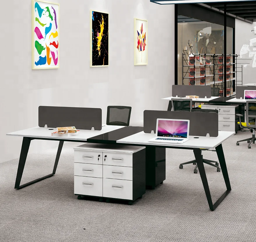 Новейшая модульная акриловая офисная Рабочая станция на 4 человек, письменные столы, компьютерные перегородки на заказ, дизайн мебели, набор рабочей станции