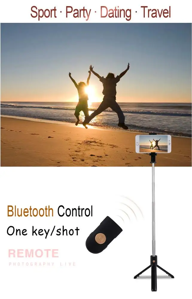 
Wireless Bluetooth Remote Extendable Selfie Stick Monopod phone stand holder 3 in 1 Camera Tripod for smartphone 