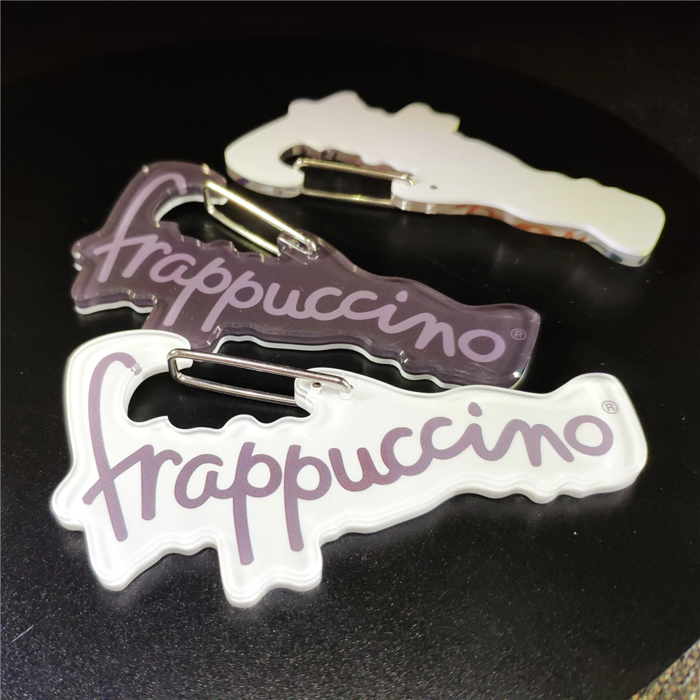 Free Sample CNC Cut CMYK Print Custom Acrylic Keychain Plastic Carabiner Key Chain Kring