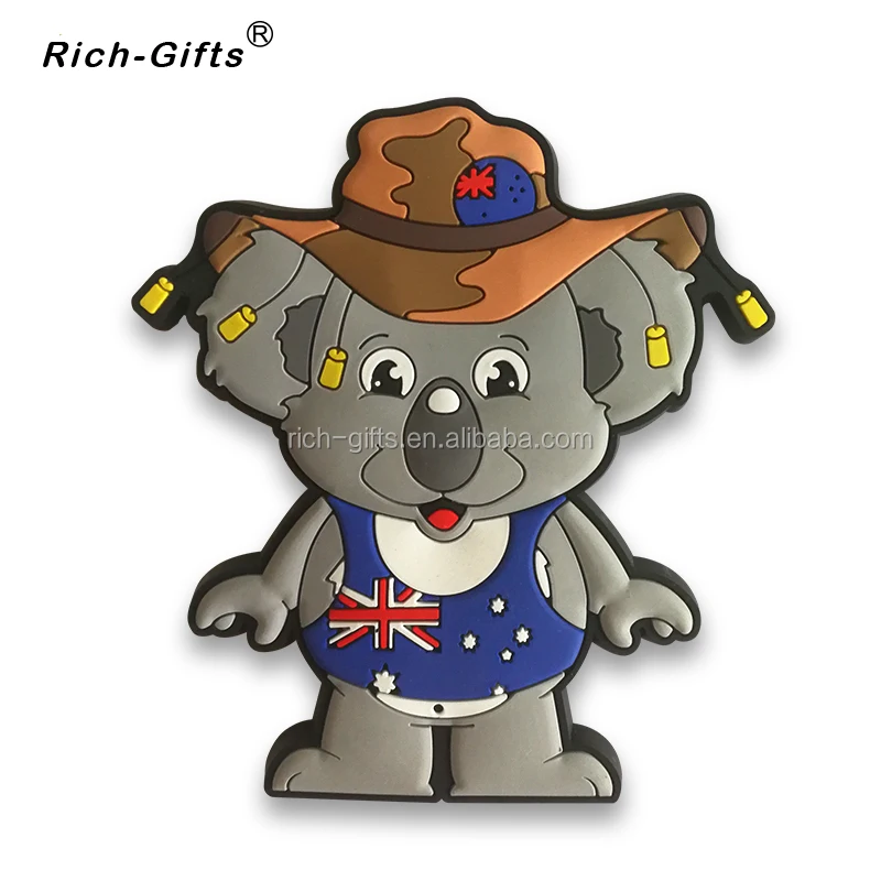 Custom Kangaroo Shape 3D PVC Rubber Souvenir fridge magnet For Australia