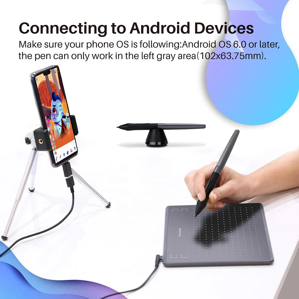 Huion HS64 приспособления мобильный телефон с поддержкой 8192 уровней давления пера стилус без аккумулятора графический планшет для