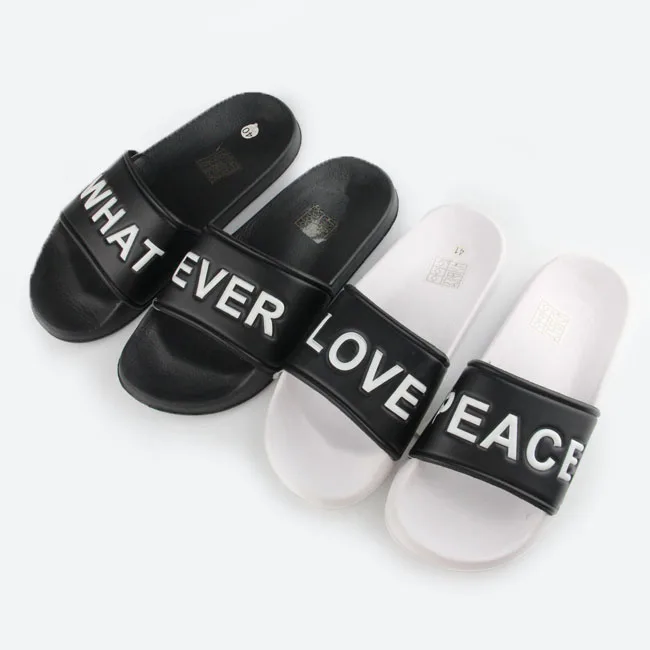 Wholesale Custom Logo Fashion 2019 new flat sandals lady shoes PU Men Footwear Slide Sandals