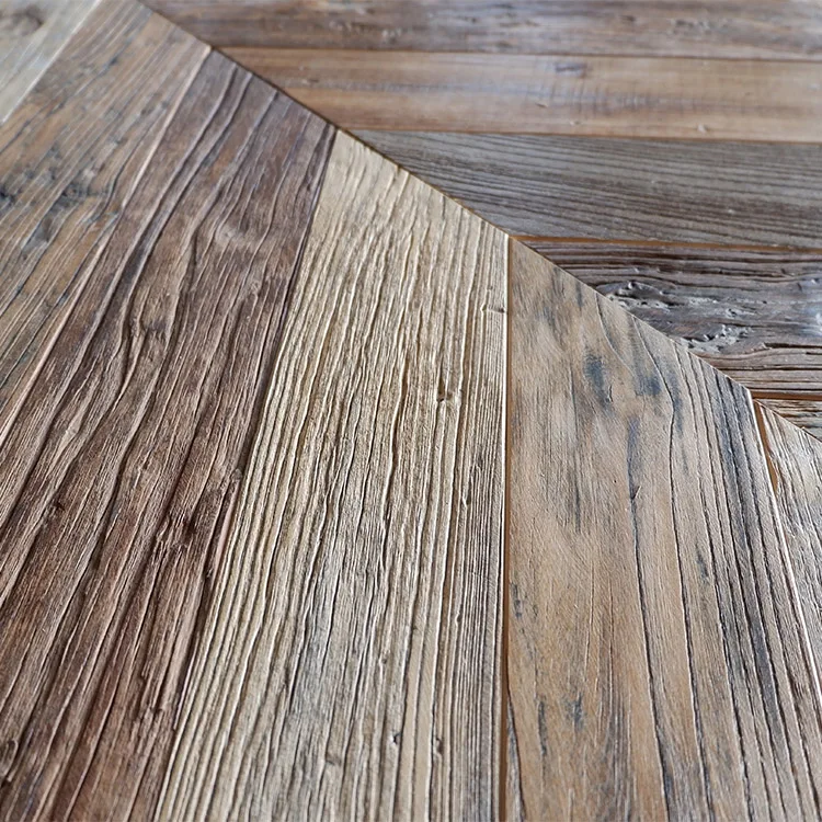 Old style 3 ply chevron reclaimed wood flooring