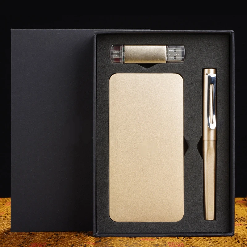 Premium business promotional gift customized logo printing 6000mAh slim power bank business gift set