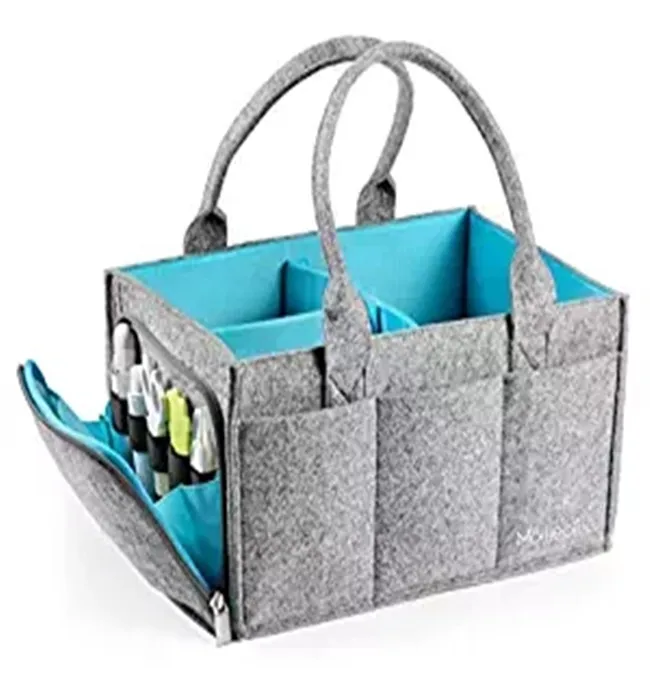 QJMAX 100% Thickness Felt Removeable Insert Baby Diaper Caddy Organizer With 10 Pockets