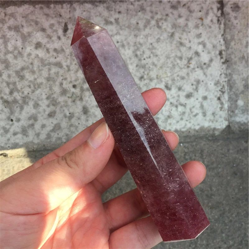 Wholesale Reiki Healing Natural Strawberry Quartz Wand Crystal Point
