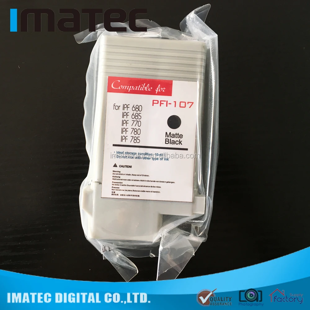 Compatible Full Refill PFI 107 Ink Cartridge for Canon iPF 770, 130ML for C M Y K MBK