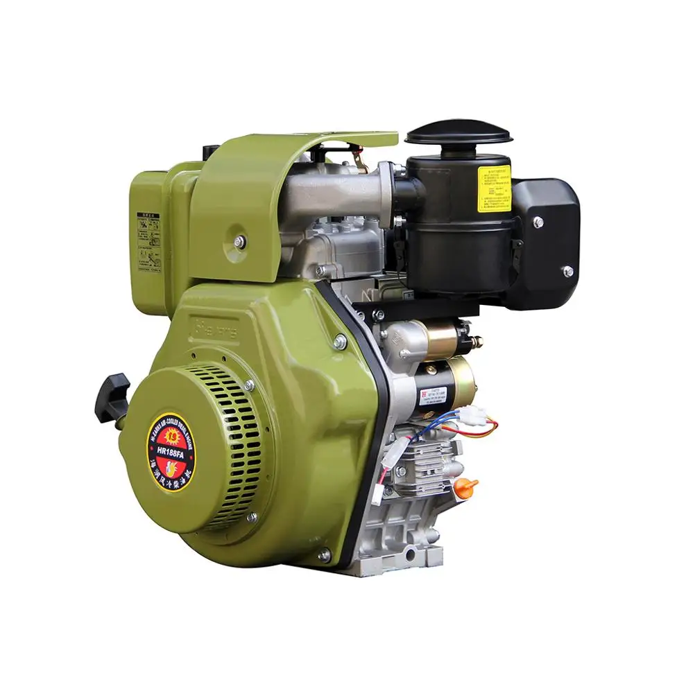 
188FAE New model Italian military green 12 HP Air-cooled single cylinder diesel engine with spline shaft 