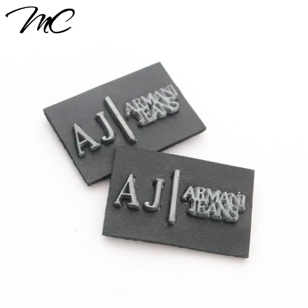Washable Fabric Label Garment Custom Embossed Leather Jeans Label with Metal Logo for Garment