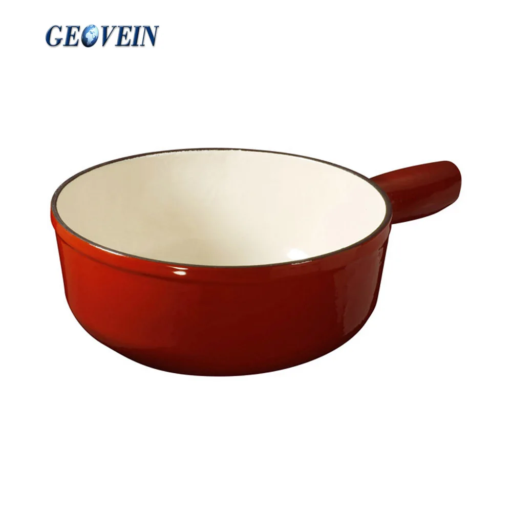 High quality Enamel fresh butter fondue with forks cast iron chocolate Fondue set for Party